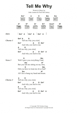 page one of Tell Me Why (Guitar Chords/Lyrics)