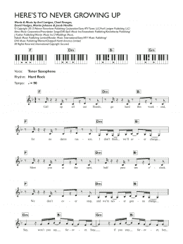 page one of Here's To Never Growing Up (Piano Chords/Lyrics)