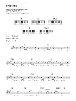 page one of Pompeii (Piano Chords/Lyrics)