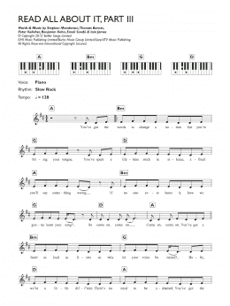 page one of Read All About It, Part III (Piano Chords/Lyrics)