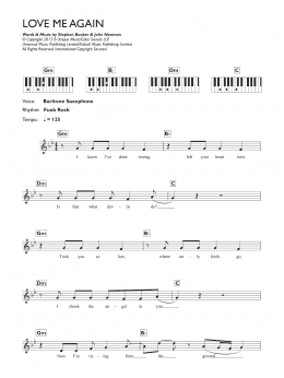 page one of Love Me Again (Piano Chords/Lyrics)