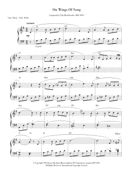 page one of On Wings Of Song (Piano Solo)