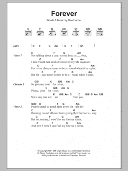 page one of Forever (Guitar Chords/Lyrics)