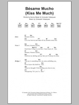 page one of Besame Mucho (Kiss Me Much) (Guitar Chords/Lyrics)