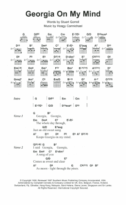 page one of Georgia On My Mind (Guitar Chords/Lyrics)