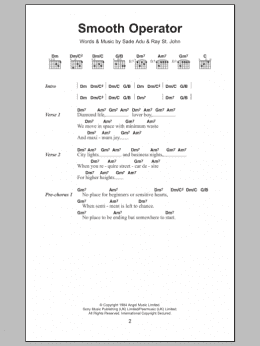 page one of Smooth Operator (Guitar Chords/Lyrics)