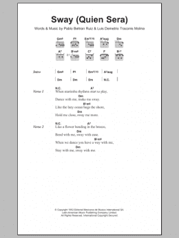 page one of Sway (Quien Sera) (Guitar Chords/Lyrics)