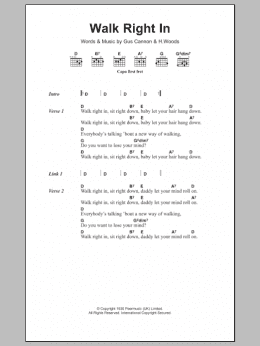 page one of Walk Right In (Guitar Chords/Lyrics)