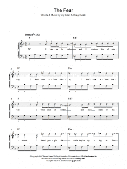 page one of The Fear (Easy Piano)