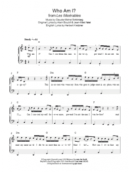 page one of Who Am I? (from Les Miserables) (Easy Piano)