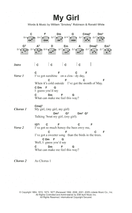 page one of My Girl (Guitar Chords/Lyrics)