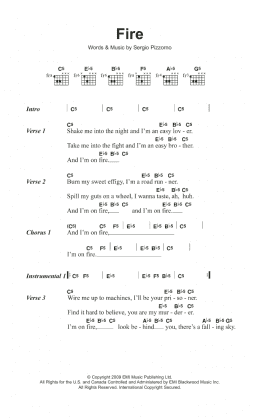 page one of Fire (Guitar Chords/Lyrics)