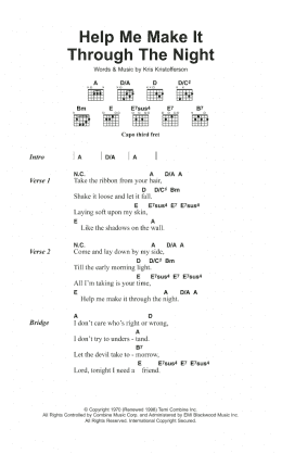 page one of Help Me Make It Through The Night (Guitar Chords/Lyrics)