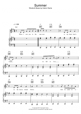 page one of Summer (Piano, Vocal & Guitar Chords)