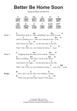 page one of Better Be Home Soon (Guitar Chords/Lyrics)