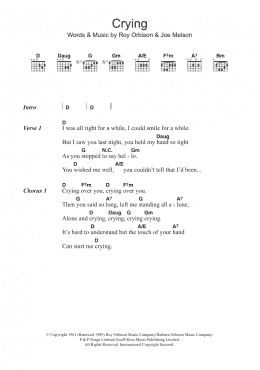 page one of Crying (Guitar Chords/Lyrics)