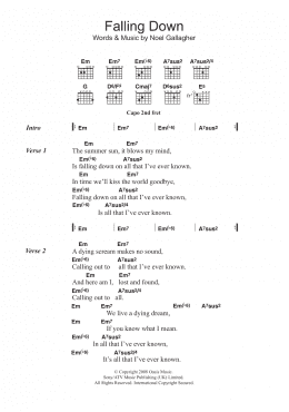 page one of Falling Down (Guitar Chords/Lyrics)