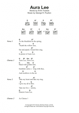 page one of Aura Lee (Guitar Chords/Lyrics)