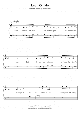 page one of Lean On Me (Easy Piano)