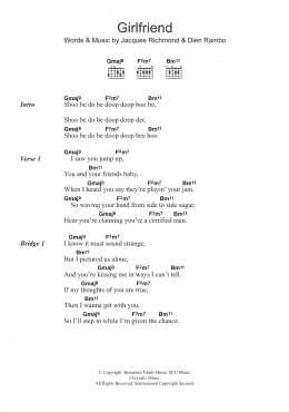 page one of Girlfriend (Guitar Chords/Lyrics)