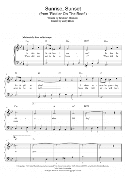 page one of Sunrise, Sunset (from Fiddler On The Roof) (Easy Piano)