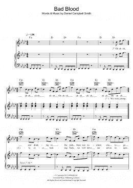 page one of Bad Blood (Piano, Vocal & Guitar Chords)