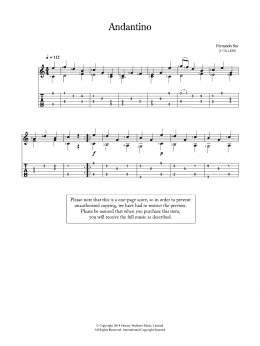 page one of Andantino (Easy Guitar)