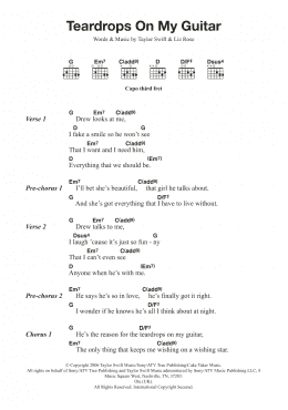 page one of Teardrops On My Guitar (Guitar Chords/Lyrics)