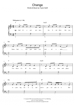 page one of Change (Easy Piano)