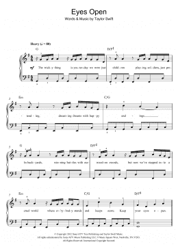 page one of Eyes Open (Easy Piano)