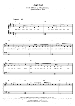 page one of Fearless (Easy Piano)