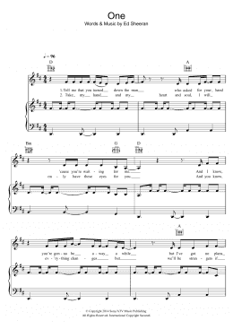 page one of One (Piano, Vocal & Guitar Chords)