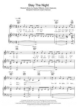 page one of Stay The Night (Piano, Vocal & Guitar Chords)