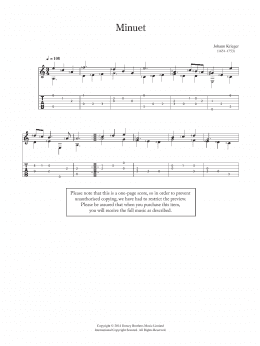 page one of Minuet (Easy Guitar)