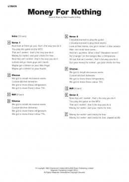 page one of Money For Nothing (Piano, Vocal & Guitar Chords)