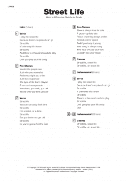 page one of Street Life (Piano, Vocal & Guitar Chords)