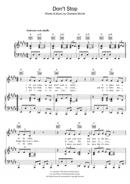 page one of Don't Stop (Piano, Vocal & Guitar Chords)