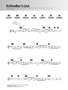 page one of Theme From Schindler's List (Piano Chords/Lyrics)