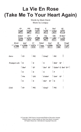 page one of La Vie En Rose (Take Me To Your Heart Again) (Guitar Chords/Lyrics)