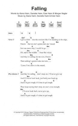 page one of Falling (Guitar Chords/Lyrics)