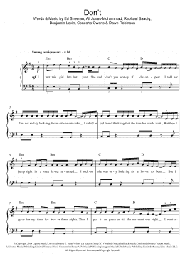 page one of Don't (Easy Piano)