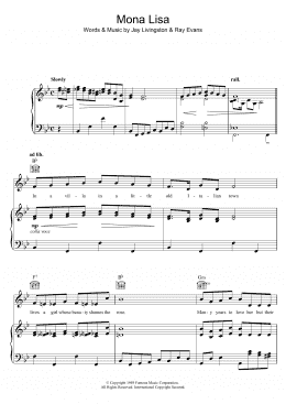 page one of Mona Lisa (Piano, Vocal & Guitar Chords)