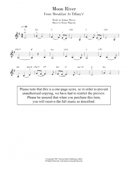 page one of Moon River (Violin Solo)