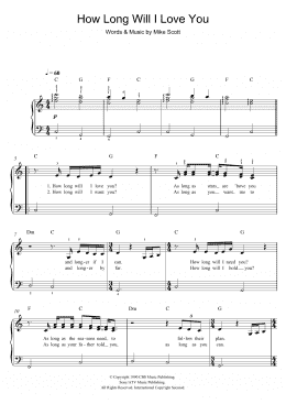 page one of How Long Will I Love You (Easy Piano)