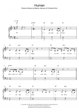 page one of Human (Easy Piano)