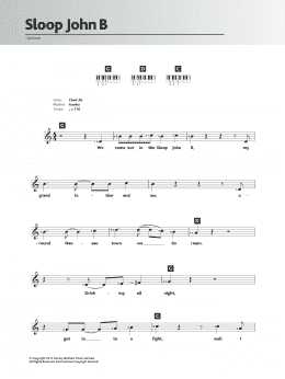 page one of Sloop John B (Piano Chords/Lyrics)