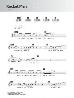 page one of Rocket Man (Piano Chords/Lyrics)