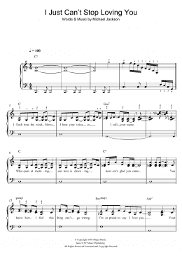 page one of I Just Can't Stop Loving You (Easy Piano)