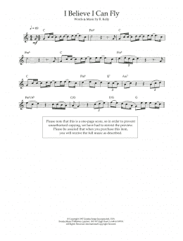 page one of I Believe I Can Fly (Flute Solo)