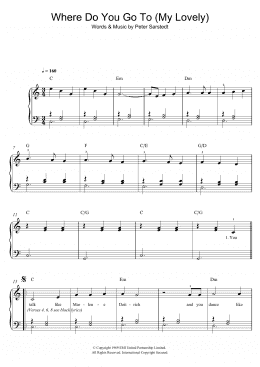 page one of Where Do You Go To (My Lovely) (Easy Piano)